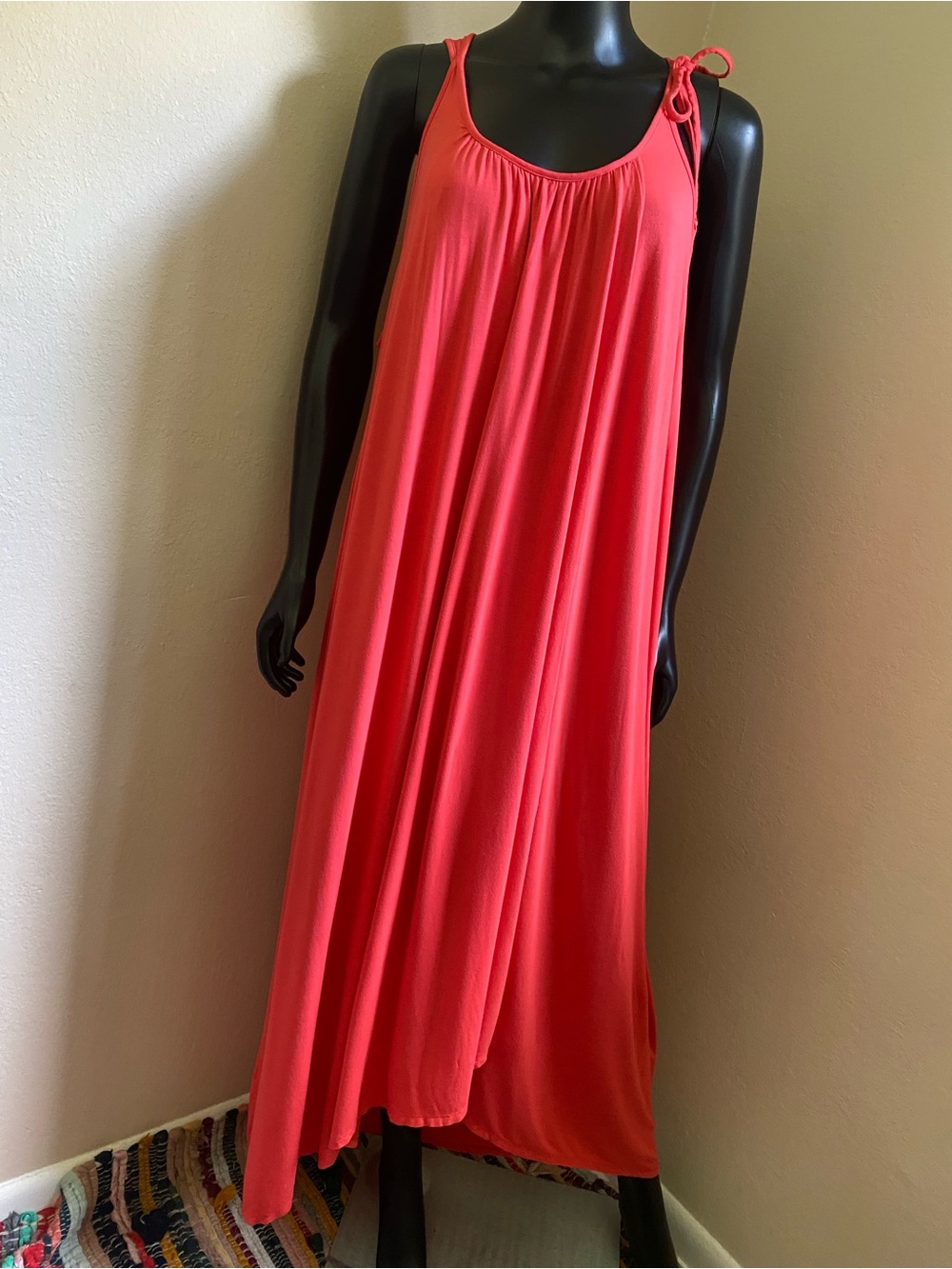 Marc Bouwer Coral-Red Sleeveless Wrap Maxi Dress
